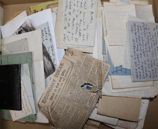 P.G. Ledwith. A set of four postcard drawings together with World War I memorabilia